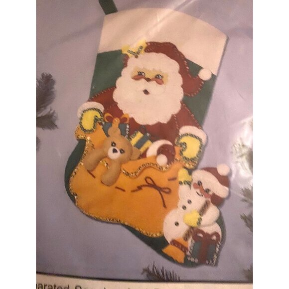 NOS Hobby Kraft Storybook Felt Stocking Kit Santa Claus Snowman Toys 18" USA - Picture 3 of 5